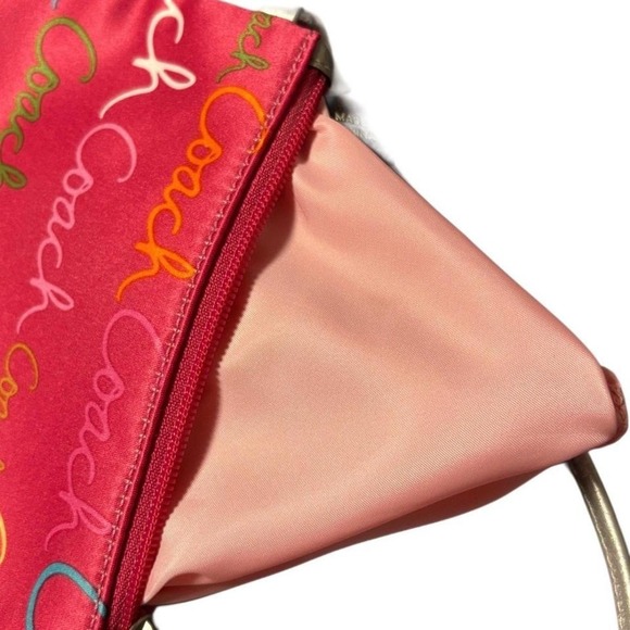 Coach Wristlet Mini Signature Fuchsia Silver, Coach Wristlet, Mini Silk Colorful
